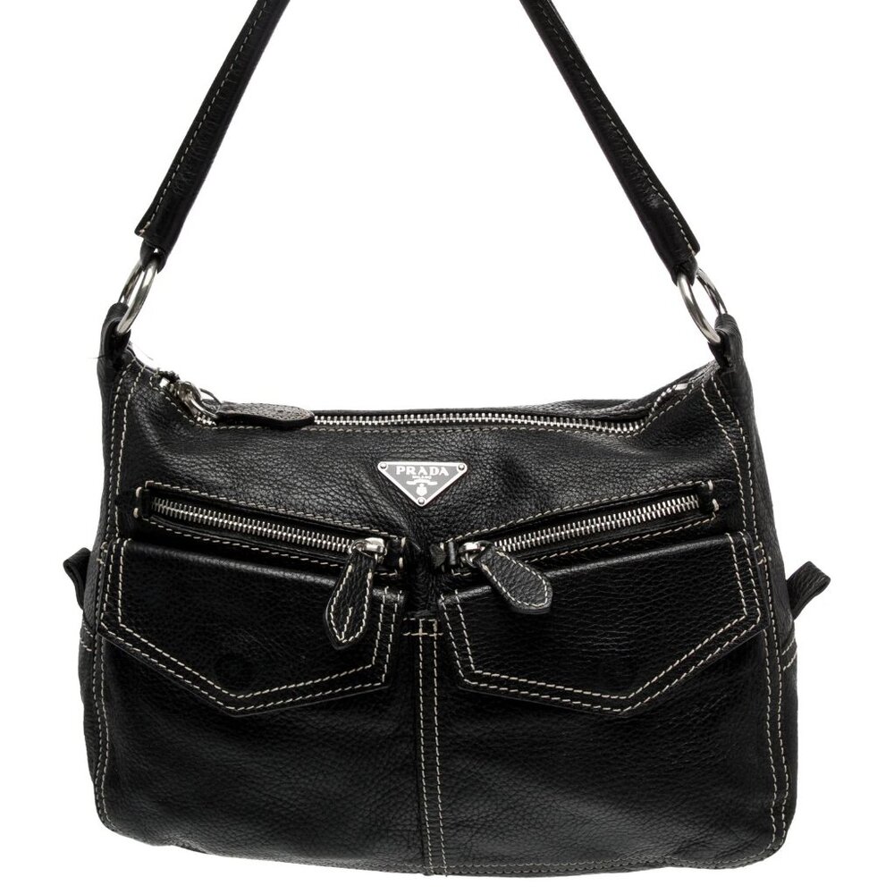 Prada Tessuto Nero Leather Shoulder Bag
